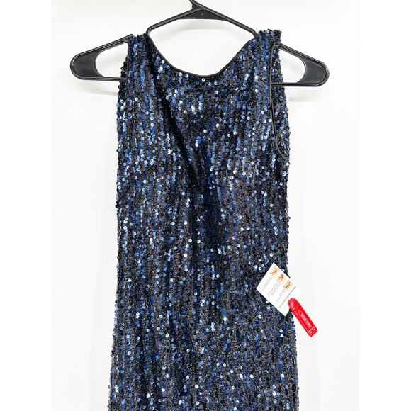 Mac Duggal 26331 Midnight Blue Cowl Back Boat Neck Sequined Gown Dress 2 - Picture 7 of 7